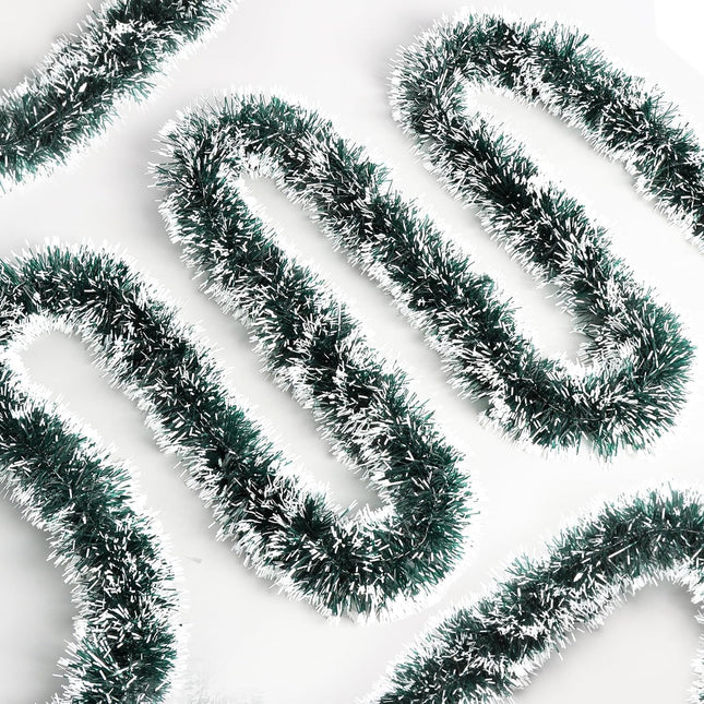 50 Ft Christmas Tinsel Garland Xmas Tree Decorations Christmas Metallic Twist Hanging Garland Decor Shiny Christmas Tree Garland Christmas Decoration for Party Holiday Indoor Supplies(Green and White)
