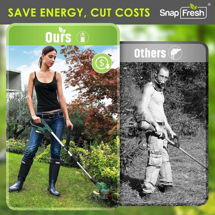 SnapFresh Cordless String Trimmer - Electric Trimmer Battery Powered, 20V Weed Eater with Battery & Charger, Weed Trimmer for Multi-Angle Adjustment Cutting, Lightweight Lawn Trimmer for Mowing