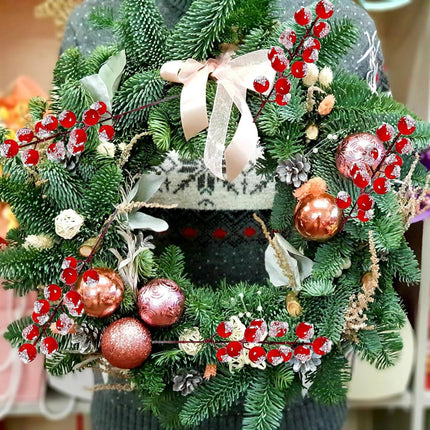 32 Pack Christmas Tree Decoration, 8 Inch Artificial Snowy Red Frosted Berry Stems Christmas Picks Filler for Tree, Holly Berries Christmas Tree Ornaments Xmas Holiday Decor