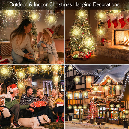 LetsFunny Fairy Lights Christmas Lights, LED DIY 8 Modes Dimmable Lights, Christmas Decorative Hanging Bursting Star Lights for Ceiling, Patio, Indoor Outdoor Decoration (120-Warmlight, 4 Pack)