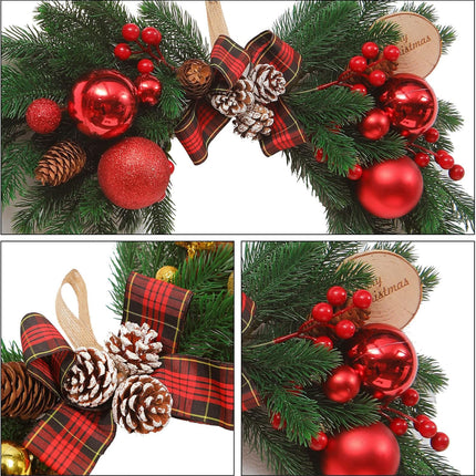 HiiARug Pine and Berry Swag Set of 2, 21" Artificial Christmas Swag Xmas Door Swag with Red Berries Bow Knot for Front Door, Window, Mantels, Wall (Red)