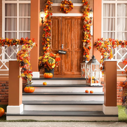 Artificial Fall Garland Maple Leaf, Hanging Vine Garland Artificial Fall Leaves Autumn Foliage Garland Thanksgiving Decor for Home Wedding Fireplace Party Christmas (2)