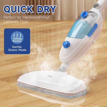 Steam Mop For Floor Cleaning, Multi Purpose Handheld Steamer Cleaner Detachable 10In1 For Vinyl, Laminate, Carpet, Tile Hard Floor Grout W 2 Pad, 23Ft Cord, 15Oz Tank, Adjustable Steam & Height