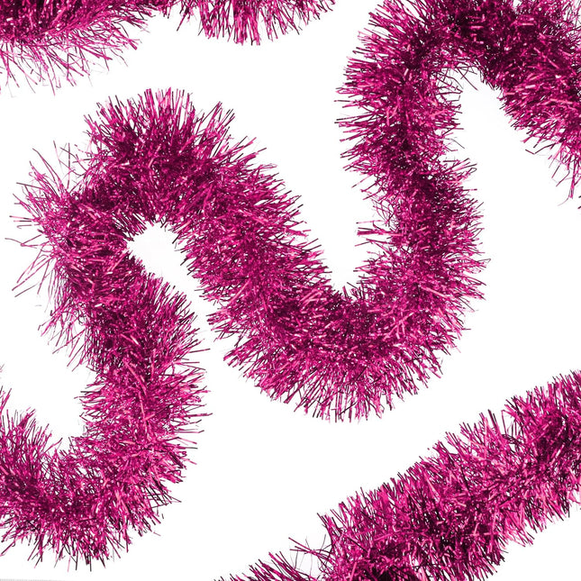 32.8 Ft Pink Christmas Tinsel Garland Metallic Shiny Tassle Banner Wall Hanging Tinsel Streamers Backdrop for Christmas Holiday Birthday Party Supplies Indoor Outdoor Ornaments Home Decor