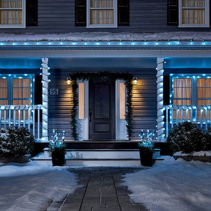 Noma C9 LED Quick Clip Christmas Lights Built-in Clip-On String Lights 24 Pure White & Blue Bulbs 16 Foot Strand