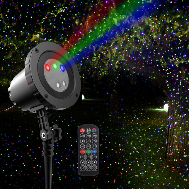 Outdoor Firefly Lights Projector, AIRIVO 3 Color Motion Star Light Show Garden Lights Laser Projector, Moving RGB Christmas Projector Lights Waterproof with Remote Control for Home, Patio, Landscape
