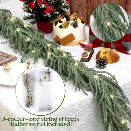 1 Pack Christmas Norfolk Garlands Set 6 Feet Artificial Winter Pine Garland Light String Faux Greenery Garland Green and White Pine Garland for Xmas Holiday Home Indoor Decor