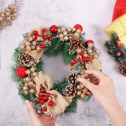 63 Pcs Christmas Floral Picks Artificial Glitter Berry Stem Ornaments Decorative Glitter Sticks for Xmas Tree Ornaments DIY Wreath Crafts Holiday Wedding Home Decor, 17 Inch, 9 Inch (Champagne Gold)