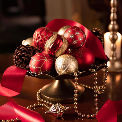 Valery Madelyn Christmas Ornaments Set, 30ct Red and Gold Shatterproof Christmas Tree Decorations Ball Ornaments Bulk, 2.36 Inches Luxury Hanging Ornaments for Xmas Trees Holiday Decor