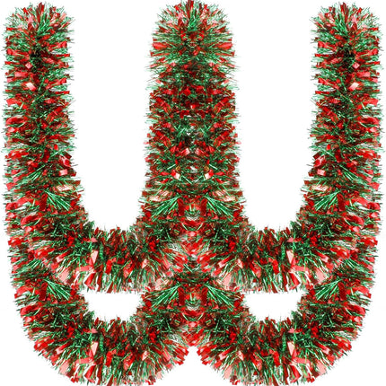 Ceenna 150 Feet Christmas Tinsel Garland Metallic Twist Garland Shiny Hanging Garland Ornaments for Christmas Tree Party Supplies Indoor and Outdoor Decoration (Red Green)