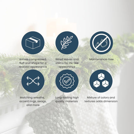 Sullivans Christmas Garland, 6 Ft Balsam Fir Garland, Lightweight Alpine Fir Greenery Garland Indoor Holiday Décor, Perfect for Fireplace Mantle, Weddings, Dining and Living Room