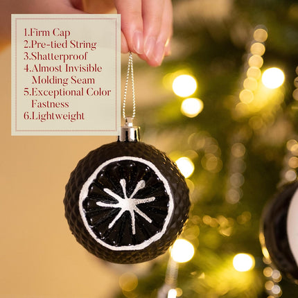 Valery Madelyn Christmas Ball Ornaments Set, 9ct Black and White Shatterproof Boho Christmas Tree Decorations, 2.76 Inch Large Modern Hanging Ornaments Bulk for Xmas Holiday Party Decor
