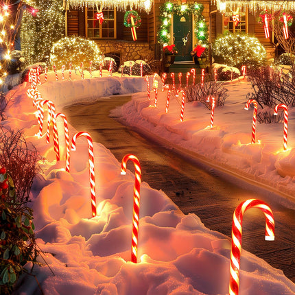 Brightown 28" Candy Cane Lights with Stakes, 10 Packs Large Christmas Pathway Lights Outdoor, Candy Cane Lights Outdoor Pathway Christmas Decorations for Yard Lawn Garden Walkway Sidewalk