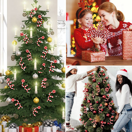 8.7 Inch Christmas Curly Pick Red White Christmas Picks Candy Shape Christmas Tree Picks Christmas Ornaments Christmas Tree Decorations Home Office Vase Party Ornaments (Candy Style, 16 Pcs)