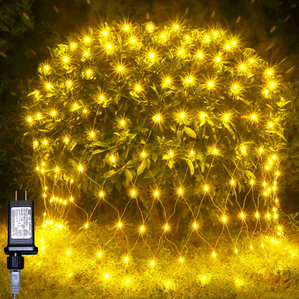 HeKation Christmas Net Lights Outdoor for Bushes, 200 Led Net Lights Outdoor Mesh Lights for Tree, Party, Wedding (9.8'x6.6', Plug in, Warm White)