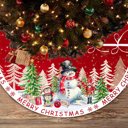 Christmas Tree Skirt 48 Inches,Snowman Xmas Tree Skirts for Christmas Happy Year Party Home Farmhouse Decor,Merry Christmas Tree Skirts for Christmas Decorations