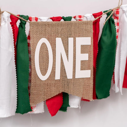 Italian Picnic Theme 1st Birthday High Chair Banner - Italian/Pizza Themed Fabric Garland For Boys Girls' First Birthday Party, Cake Smash Photo Prop HighChair Banner(Christmas cloth banner)