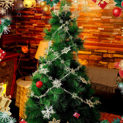 Christmas Snowflake Tree Garland Acrylic Snowflakes Hanging Garland Crystal Snow Flakes Ornaments for Tree Christmas Winter Theme Ornaments for Mantel Curtains Tree, 9.8 Ft/Each (Clear,4 Pcs)