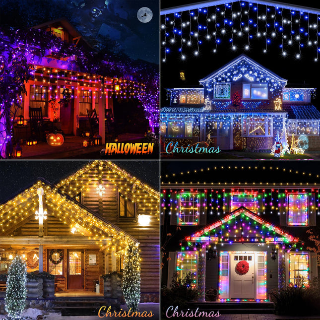 Lomotech 35Ft RGB Color Changing Icicle Lights - Waterproof Christmas Lights with 42-Key Remote for Holiday, Wedding, Party, Eaves, Outdoor & Indoor Decorations (Non-Connectable)