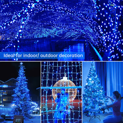 Fiee 500 LED Christmas Fairy String Lights, 8 Lighting Modes, 175ft Plug in String Waterproof Mini Lights for Outdoor Indoor Holiday Christmas Wedding Party Bedroom Decorations, 500L Blue+White