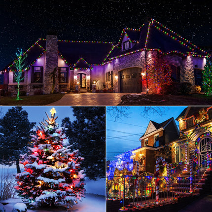 iBaycon Solar C9 Christmas Lights Outdoor, 65Ft 100LED C9 Christmas Lights Strawberry String Lights, 8 Modes Solar Powered Lights String for Xmas Tree House Eaves Roof Christmas Holiday Decor
