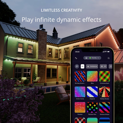 Twinkly Permanent Lights 72 LED RGB, Mappable LED Light Strip for Outdoor, Smart Multicolor LED Lights, Mappable LEDs, Compatible with Alexa and Google Home, IP65, App Mapping, White Wire, 100ft