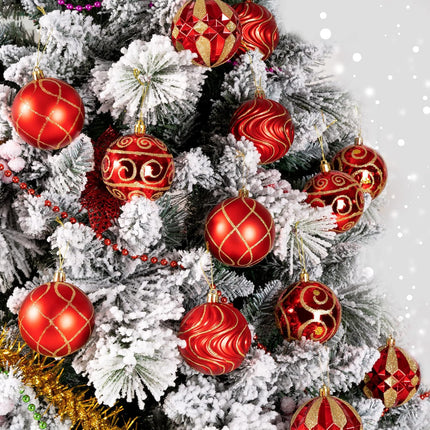 3.15" Christmas Ball Ornaments Set, 16pc Red Xmas Tree Ornaments Decoration, Shatterproof Large Decorative Hanging Balls with Loop for Christmas Party Holiday Wreath Garland Home Decor