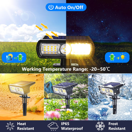 Toodour Solar Spot Lights Outdoor, 4 Pack Solar Christmas Lights Outdoor with 2 Modes, Waterproof Solar Powered Flood Lights Landscape Lighting for Yard Garden Pathway Walkway Xmas Decor - Warm White