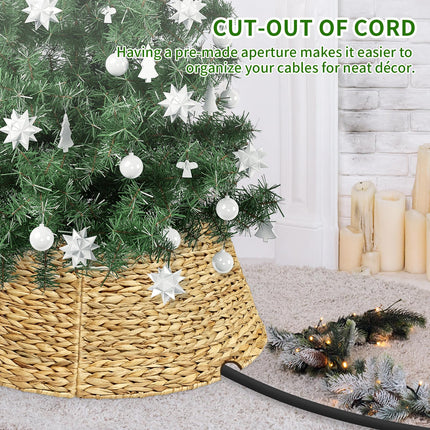 27in Christmas Tree Collar, Hand-Woven Natural Wicker Christmas Tree Basket Base Beautiful Christmas Tree Base Cover for Christmas Decoration