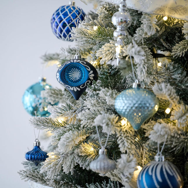 Valery Madelyn Christmas Ornaments Set, 70ct Navy Blue and Silver Shatterproof Christmas Tree Decorations Ball Ornaments Bulk, Winter Wonderland Hanging Ornaments for Xmas Trees Holiday Decor