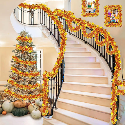 33 FT Thanksgiving Turkey Tinsel Garland, Fall Thanksgiving Party Decorations Shiny Metallic Garland Thanksgiving Turkey Garland for Home Indoor Outdoor Friendsgiving Party Decorations
