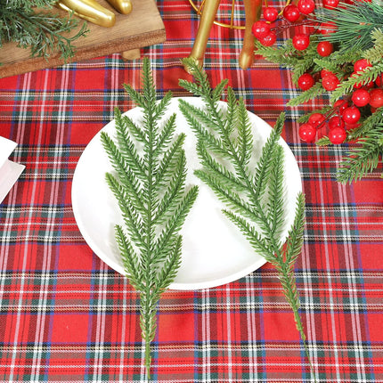 50PCS Christmas Norfolk Pine Branches,14.9 inch Artificial Norfolk Pine Stems,Faux Greenery Pine Needles Branches Xmax Norfolk Pine Picks for DIY Garland Wreath and Home Garden Decoration