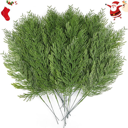 Hananona 40 Pcs Artificial Pine Sprigs Faux Greenery Stems Pine Picks Plastic Christmas Decor - DIY Holiday Accessories (40, Green)