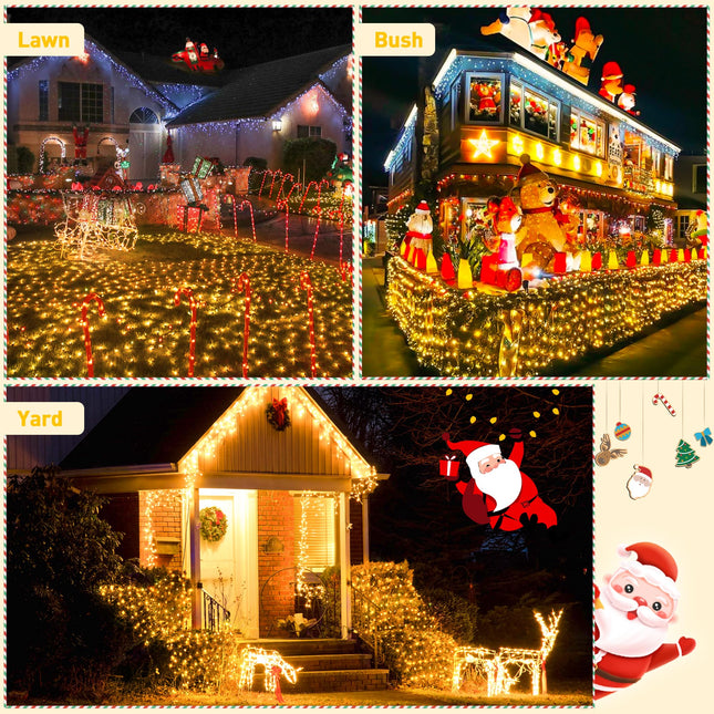 JMEXSUSS 320 LED Solar Net Lights Outdoor Waterproof, 9.8ft x 6.6ft Solar Bush Christmas Lights with Remote, Warm White Solar Mesh Lights for Outside Bush Tree Garden Decor
