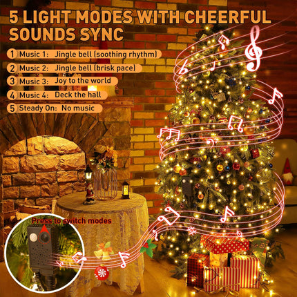 Enhon 500 LED 164Ft Halloween String Lights Outdoor with Spooky Music, Infrared Motion Sensor Controller Waterproof Lighted Halloween Fairy Lights for Halloween Party Decorations(Warm White)
