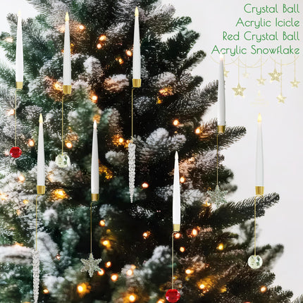Christmas Tree Candles with Hooks & Remote - 12 Pack LED Flickering Flameless Candles with Timer for Christmas Tree Decor - Acrylic Icicles Hook