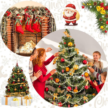 30 Feet Christmas Clear Iridescent and Gold Bead Garland Christmas Tree Bead Garlands Christmas Tree Twist Bead Garland String Acrylic Bead Strands Chains for Christmas Party Tree Fireplace Decor