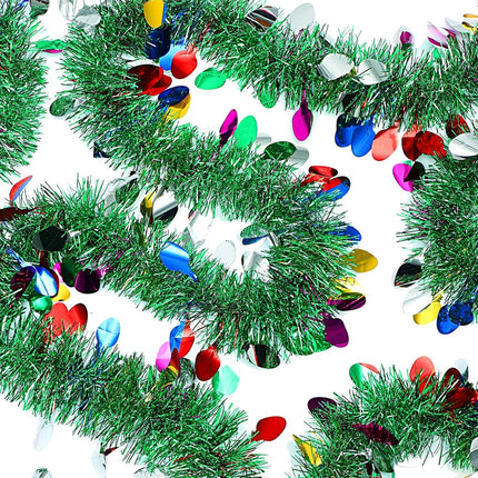 40 Feet Christmas Tinsel Garland Christmas Tree Ornament Metallic Twist Garland Xmas Hanging Wreath for Indoor Outdoor Decorations Party Supplies (Light Bulb)