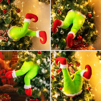 Elf Arms and Legs Christmas Tree Decorations - Poseable Plush Elf Limbs as Xmas Tree Topper and Garland Ornaments (Elf Legs)