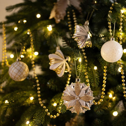Valery Madelyn Ornaments for Christmas Trees, 130ct White and Gold Shatterproof Christmas Tree Decorations, Elegant Hanging Ball Ornaments Bulk for Xmas Holiday Decor