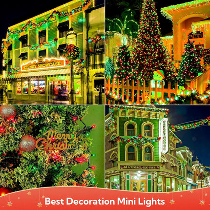 Clear Christmas Lights Outdoor Indoor(23 Feet,100 Count),Red&Green Incandescent Bulb Mini Lights,Plug in String Lights Waterproof for Christmastree,Garland,Home Decoration,Wedding,Party