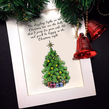 Christmas Fireplace Wreath Tree Clear Stamps for Card Making Scrapbooking Crafting DIY Decorations, Christmas Words Transparent Silicone Seal Stamps for Embossing Album Crafts