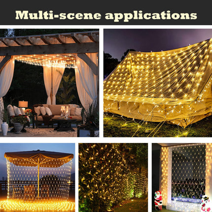 Eueasy Net Lights Outdoor, 360 LED Gazebo Net Lights, 12×12 FT Connectable Fairy Lights with 8 Lighting Modes, LED Net Lights for Bushes, Garden, Backyard, Holiday, Christmas