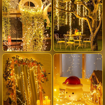 2 Pack Fairy Lights Battery Operated, Twinkle String Lights Waterproof Silver Wire 5 Feet 60 Led Firecracker Starry Lights for DIY Wreath Wedding Party Bedroom Mason Jar Holiday Christmas, Warm White
