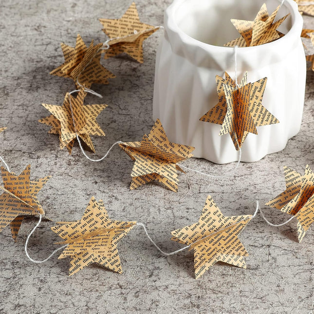 4 Pack Star Garland Recycled Books Vintage Pages Garland spaper Bunting Party Holiday Christmas Strand String Banner Wedding Decorate(Vintage)