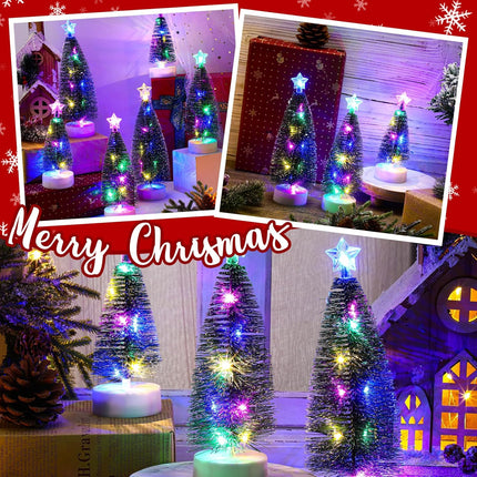 ShinyRelief 9 Pcs Mini Christmas Tree with Lights Tabletop Christmas Tree with LED Lights Holiday Party Ornament Desktop Miniature Tree for Christmas Centerpieces Tables Xmas(Colorful Light)
