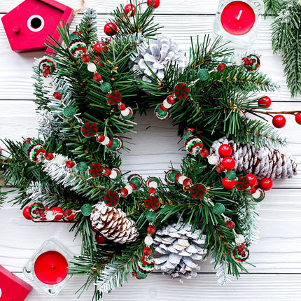 16 Feet Christmas Candy Cane Garland Christmas Tree Peppermint Ornaments Candy Garland Wreaths Christmas Ball Garland Xmas Bead Hanging Ornaments for Holiday Party Fireplace Home Decor (Sequin)