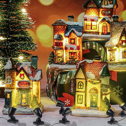 Mini Spot Lights for Christmas Village LED Spotlights Mini Indoor String Lights Display Lights Accessory Cord Rotatable Uplight & Down Microscopic Plants and Accent Lighting House Decors (10 Pack)