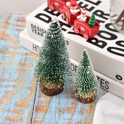 Mini Snow Frost Trees Mini Christmas Tree Plastic Winter Snow Ornaments Tabletop Trees for Holiday Party DIY Room Decor Home Table Top Christmas Decoration Diorama Models 100mm 10 Pcs