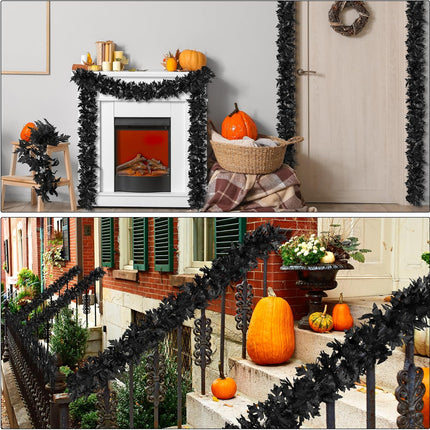 4 Pack Halloween Black Fall Maple Garland Decorations 5.8 Feet Maple Leaf Garland with Hooks Artificial Hanging Foliage Vine Garland for Autumn Halloween Thanksgiving Home Decorations